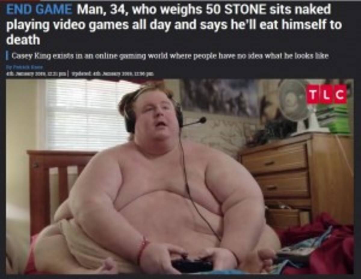 体重3kgの34歳男性 裸で1日中オンラインゲーム三昧 米 エキサイトニュース