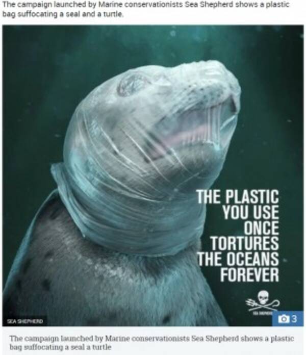 シーシェパード 一度使うプラスチックは永遠に海の生物を苦しめる 3d広告で警告 19年3月23日 エキサイトニュース