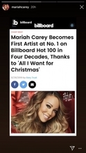 マライア・キャリー『恋人たちのクリスマス』の首位続き、ビルボードチャートで前人未到の記録達成！
