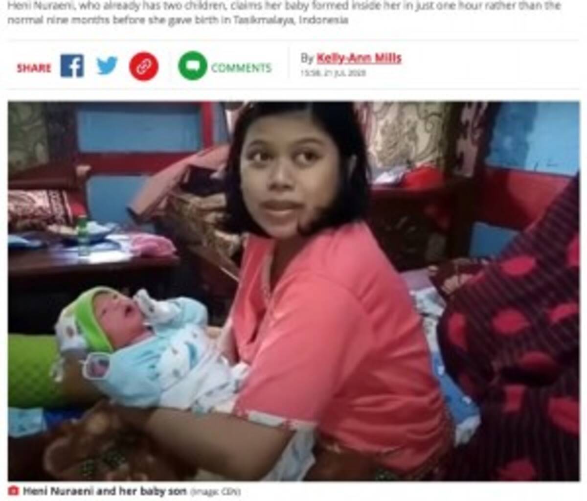 神の奇跡 で妊娠1時間後に出産したと主張する母親 インドネシア 年7月27日 エキサイトニュース