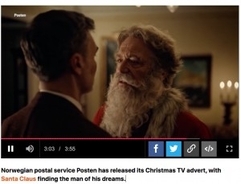 サンタクロースが男性と恋に落ちるクリスマスCM　「子供が混乱する」と物議醸す（ノルウェー）＜動画あり＞
