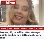 2つの顔のタトゥーを入れた女性、「卑猥なデザイン」と指摘され大ショック（英）