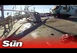 列車衝突5秒前に墜落機からパイロットを救出　米ロス警察が衝撃映像公開＜動画あり＞