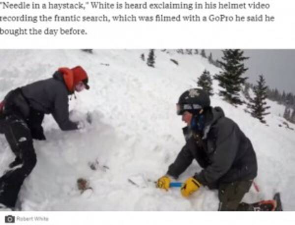 雪崩で生き埋めになった犬、スキーヤーの必死の捜索で20分後に奇跡的に救出（米）＜動画あり＞