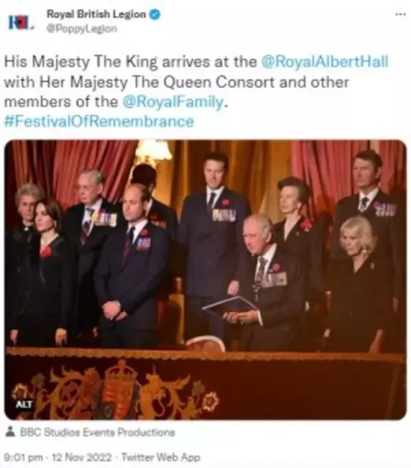 英王室メンバー、「リメンバランス・デー」記念コンサートに出席　エリザベス女王の追悼映像が流れる