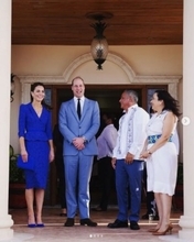 ウィリアム王子＆キャサリン妃、カリブ海のベリーズに到着　妃は全身ブルーの装いで敬意を表す