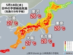 各地で気温上昇　東京都心は4日ぶり　大阪は1週間ぶりの夏日か　暑さ対策を