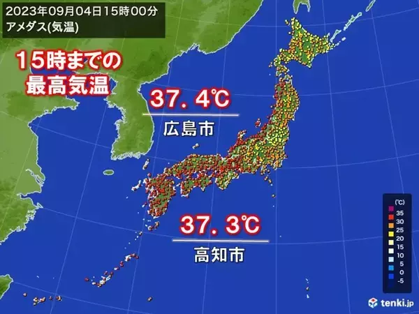 西日本は9月としては記録的な猛暑　東北太平洋側は真夏日から解放