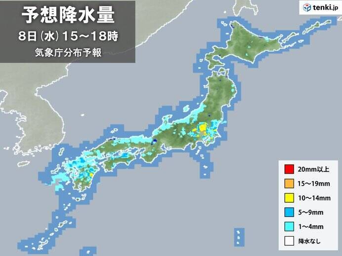 8日　九州～関東は天気急変に注意　落雷・突風・急な激しい雨の恐れ　北海道は積雪も