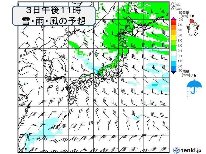 寒気の影響4日頃まで続く　北海道から北陸は荒天　近畿の日本海側でも降雪量多くなる