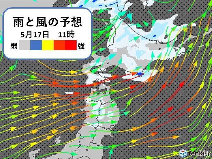 新潟県や山形県の沿岸で最大瞬間風速30メートル超の暴風　昼頃にかけて警戒