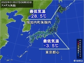 冷え込んだ朝　東京都心　4年ぶりに最低気温マイナス3℃以下