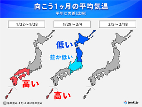 厳しい寒さは一旦小休止　月末からは再び極寒に　1か月予報