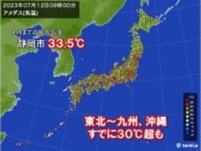 寝苦しかった夜　けさも早いペースで気温上昇中　午前9時までに静岡33.5℃