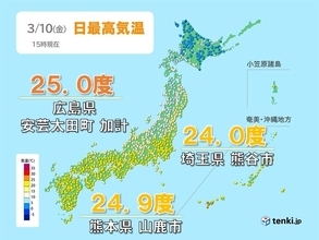 春本番の陽気　本州で初の夏日　都心も今年一番の暖かさ　桜のつぼみ膨らみ開花近づく