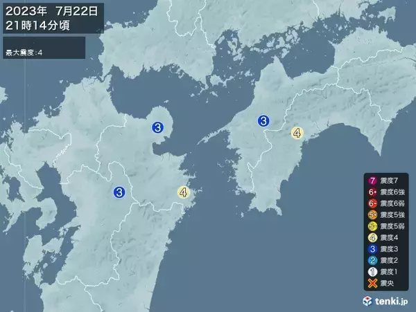 「高知県、大分県で震度4の地震　津波の心配なし」の画像