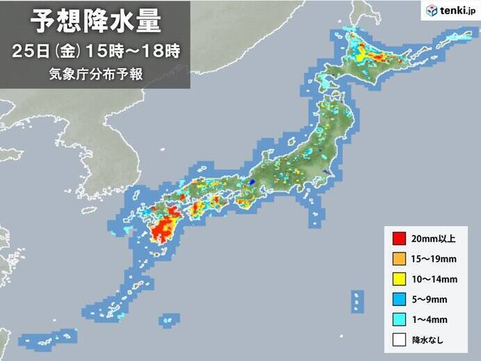 きょう25日　九州～東海は雷雨や激しい雨　関東甲信～北海道は天気急変と猛暑に注意