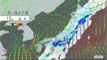 13日　東海や関東を中心に大雨　東北の太平洋側は暴風も　土砂災害などに警戒を