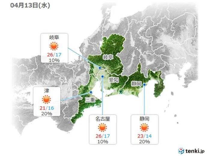 岐阜県飛騨市神岡で30℃以上に　東海地方で今年初の真夏日