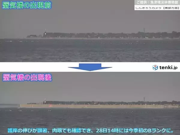 北陸　明瞭な蜃気楼が富山湾に出現　29日夜間は天気荒れる　4日以降も大雨に注意