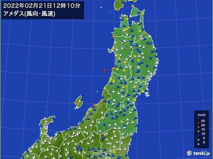 北日本で暴風雪続く　最大瞬間風速30メートル超も　関東も強風注意