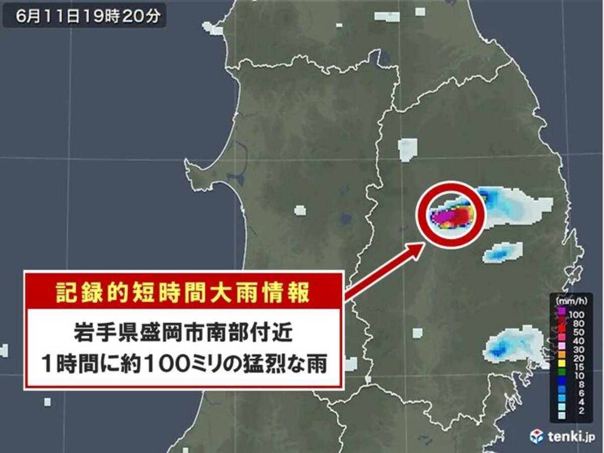 岩手県で約100ミリ 記録的短時間大雨情報 22年6月11日 エキサイトニュース