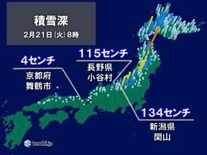 強い冬型の気圧配置　日本海側を中心に積雪増　交通機関への影響に注意・警戒