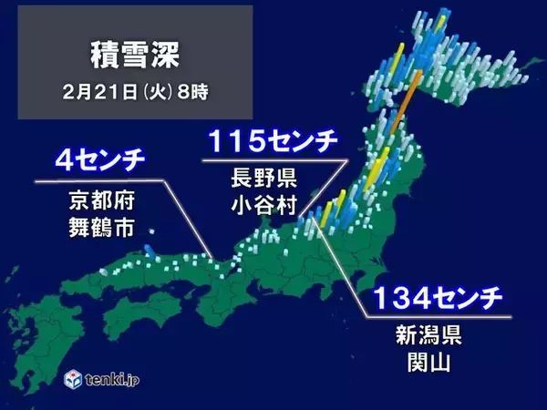 強い冬型の気圧配置　日本海側を中心に積雪増　交通機関への影響に注意・警戒