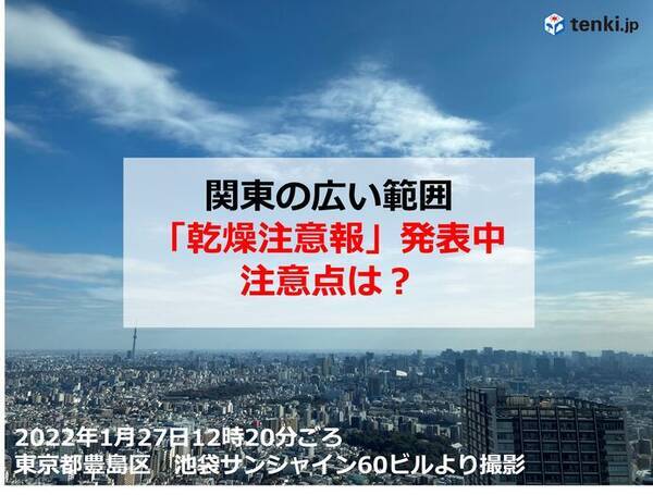 関東は空気カラカラ 東京は3日ぶり湿度30パーセント台 注意点は 乾燥いつまで 22年1月27日 エキサイトニュース