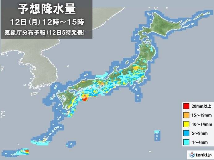 近畿や東海に活発な雨雲　所々で激しい雨　大平洋側を中心に浸水害に注意