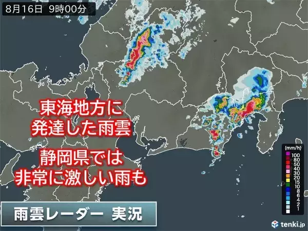 「静岡県で非常に激しい雨を観測　東海道新幹線が運転見合わせの区間も」の画像