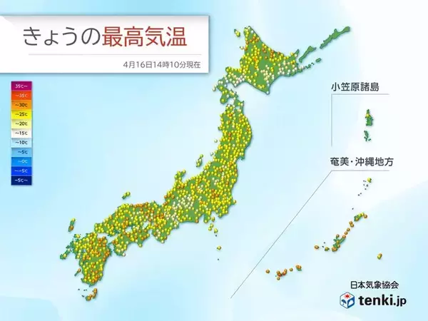 「全国的に季節外れの陽気続く　北海道で「真夏並み」観測　明日も九州～東海25℃超か」の画像