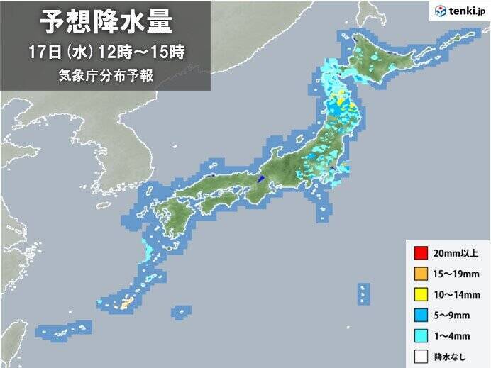 東海などに活発な雨雲　静岡県で1時間に50ミリ以上の非常に激しい雨