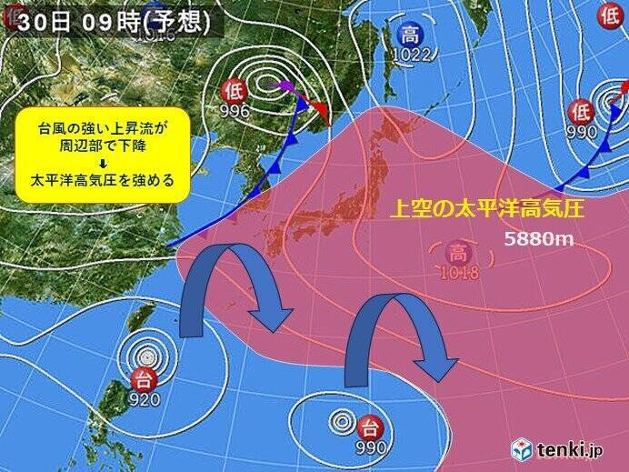 北陸　台風の間接的影響で猛暑が一段と厳しく　3台風の動向と北陸への影響は