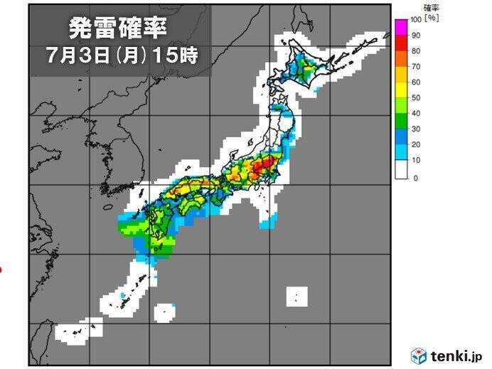 きょう3日　九州は大雨続く　土砂災害に厳重警戒　午後は関東を中心に天気急変に注意