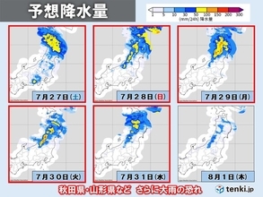 東北で月末にかけてさらに大雨　台風由来の暖湿空気が流入　土砂災害など拡大の恐れ