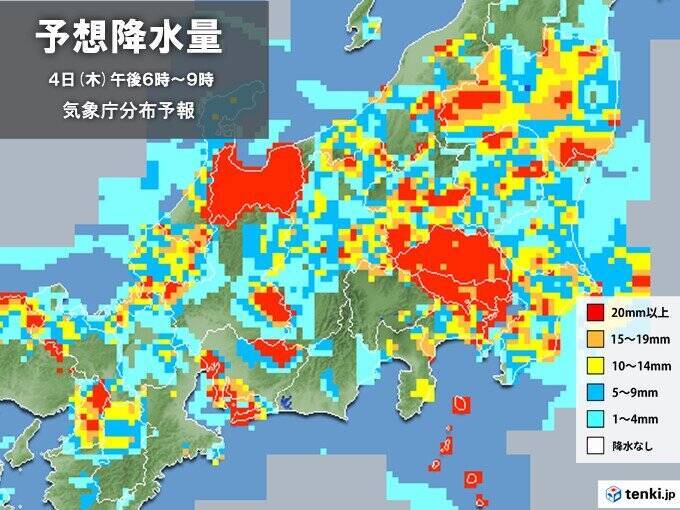 今夜も雷ゴロゴロ　関東甲信4日夜遅くまで滝のような雨　東京23区も警報級の大雨