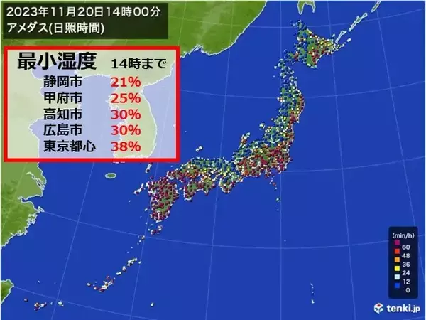 空気カラカラ　湿度20パーセント台も　関東～沖縄「乾燥注意報」　火災の危険高まる
