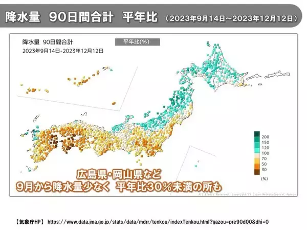 秋から続く水不足　広島県と岡山県に少雨に関する気象情報　解消までの道のりは遠く