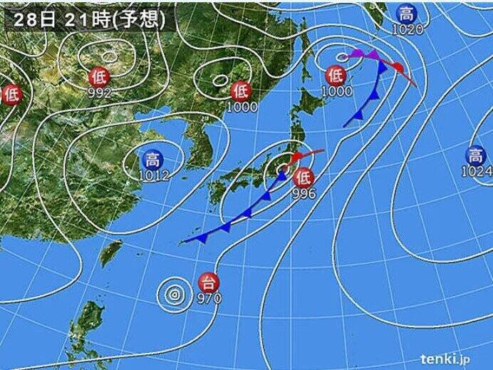 28日　大雨に厳重警戒　九州南部・奄美・四国・東海で線状降水帯発生の可能性も