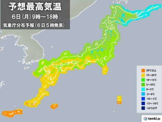 きょう6日　広く晴れて春の陽気　北日本は4月並みも　積雪地域は融雪災害に注意