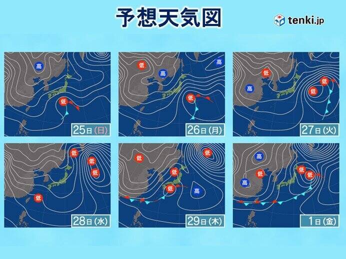 関東　24日(土)天気回復　25日(日)～26日(月)本降りの雨　山沿いは積雪も