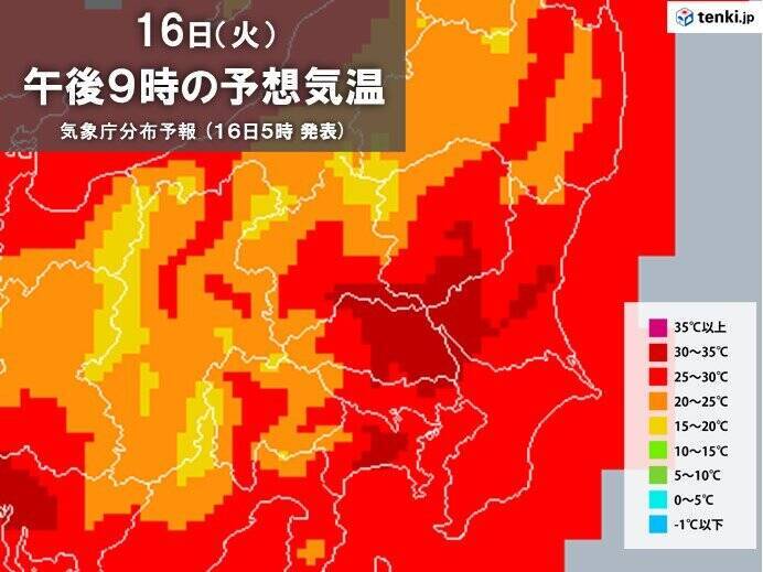 きょう16日の関東　危険な暑さ　40℃以上の酷暑日も　今夜も熱帯夜　熱中症に警戒