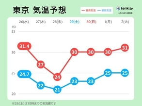 関東　28日は雨で気温低下　週末から真夏のような暑さが続く　夜間も熱中症対策を