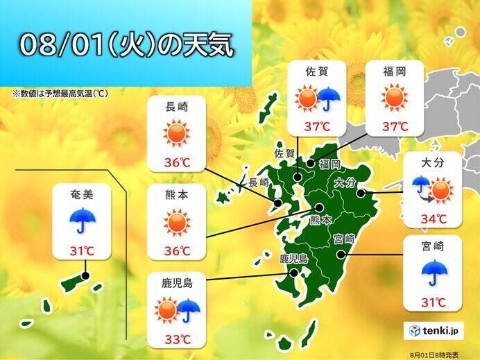 九州　台風6号の影響　宮崎県など局地的に激しい雨　海のレジャーは高波に注意