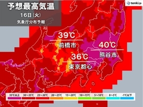 あす関東で酷暑日か　40℃の所も　東京都心も16回目の猛暑日　猛烈な暑さいつまで