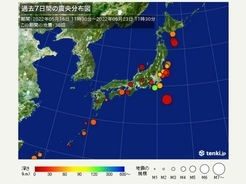 過去7日間の地震回数　きのうは最大震度5弱　きょうは最大震度3の地震を2回観測