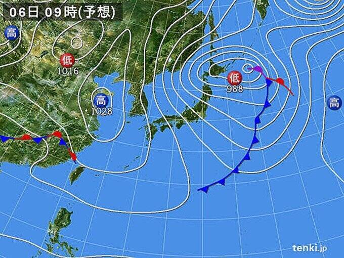 きょう5日　低気圧や前線が接近　北海道や北陸では風・波が強まる