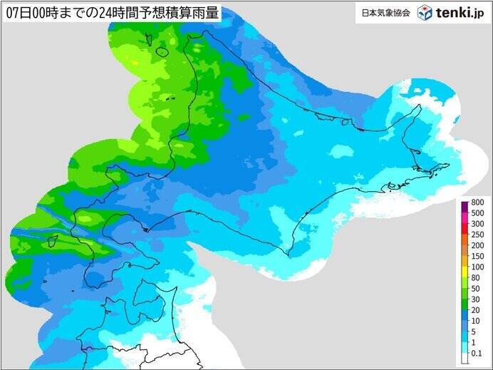 北海道　連休最終日から雨が続く　日本海側などで雨脚強まる