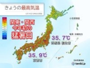 今年一番の暑さ　関東・関西で今年初の猛暑日　明日15日(土)以降も熱中症に注意